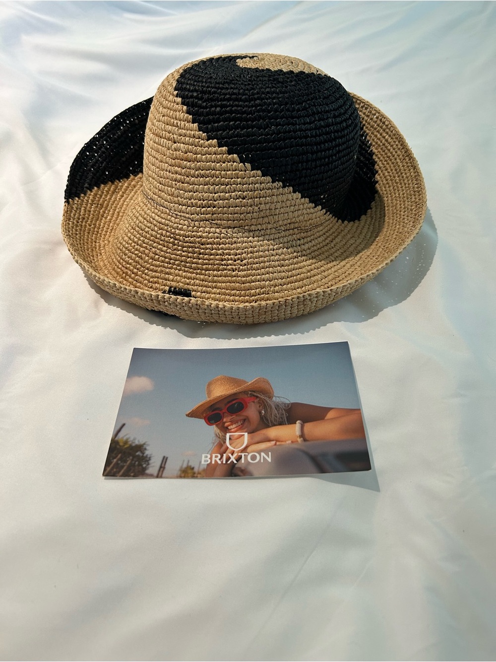 Brixton Black & Natural Woven Straw Sun Hat